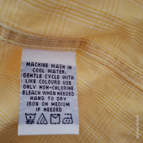 ALAN FLUSSER size Medium Mens Button Down Long Sleeve Shirt Yellow Plaid Cotton - Picture 7 of 9